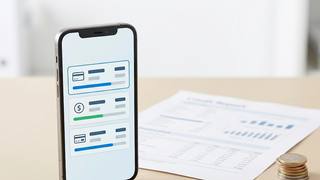Smartphone con app di pagamento Buy Now Pay Later accanto a un report di credito CRIF su una scrivania chiara